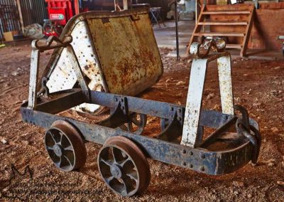 Gangers dump trolley being restored in the workshop