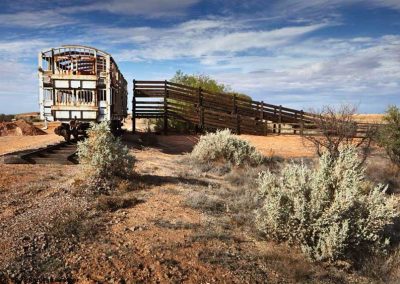 Sheep waggon in place adjacent to the loading ramps