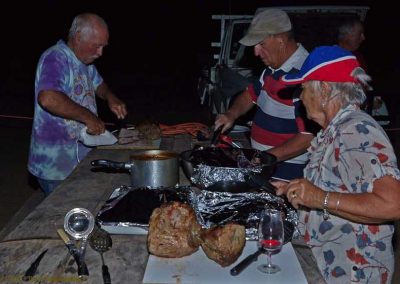 Slicing the roasts ready for serving