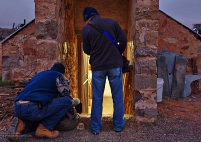 The ABC Landline camera crew arrive to shoot in the bakery