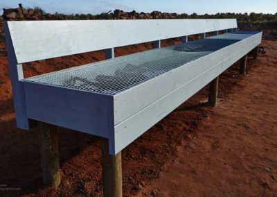 Outdoor display case for relics found while excavating on the Smithys site