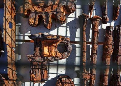 Found objects now housed in the display case