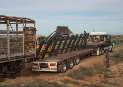 Second rail module being removed from the truck ready for placement behind the truck