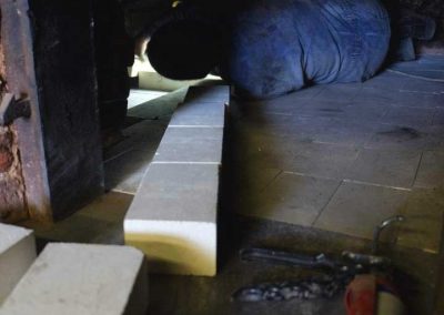Replacing firebricks in the floor