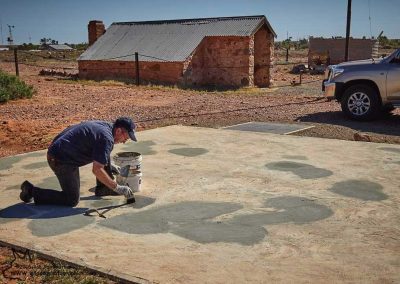Steve Harding preparing concrete