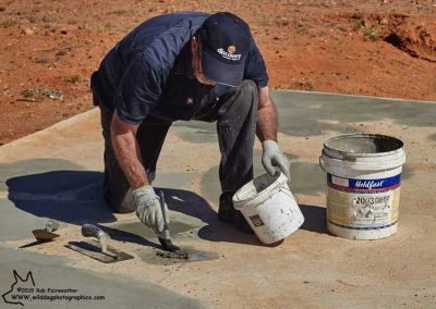 Steve Harding patching concrete.