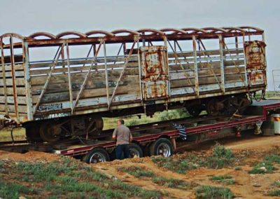 Unloading the cattle truck - matching the track height so that it will roll off