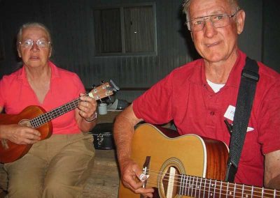 Singing the Farina Revival song on camp roast night