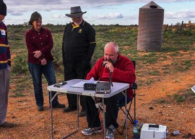 Ham radio operator and fans