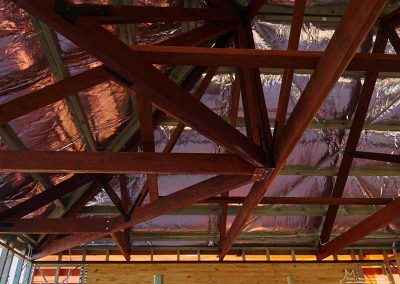 Beautiful rafters will remain visible after ceiling installation.