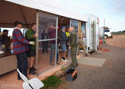 Un-clamping the aluminium framed glass doors from the marque structure