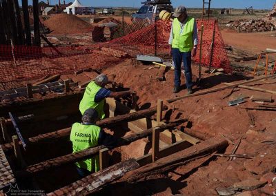Fitting the top edging to the shoring timbars