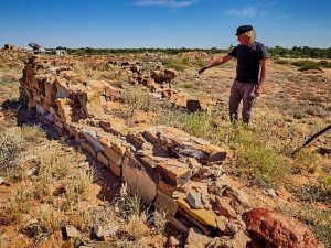 March 2017, Stonemason Ron Johnson indicates the suspected oven