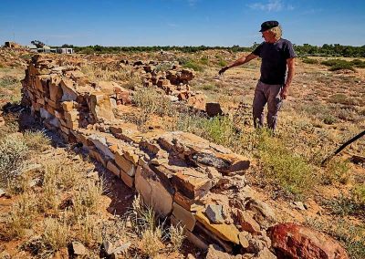 March 2017, Stonemason Ron Johnson indicates the suspected oven