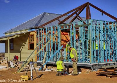 North wall view as framing nears completion.