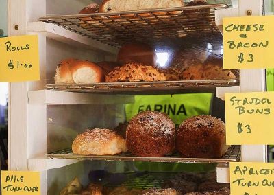 Breads and sweet buns ready for sale.