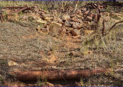 One of the numerous 100mm water pipes running near the erosion minimisation embankment