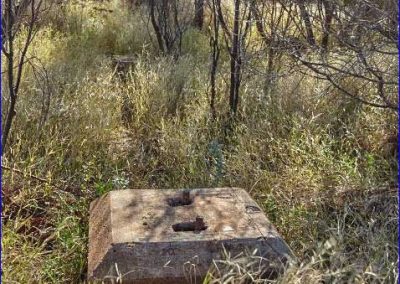 Footings for tressles with start of a raised embankment marks the far side of a minor channel
